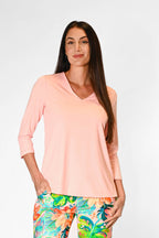 V-Neck Solid Top Salmon