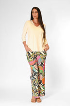 V-Neck Solid Top Cream