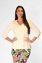 V-Neck Solid Top Cream