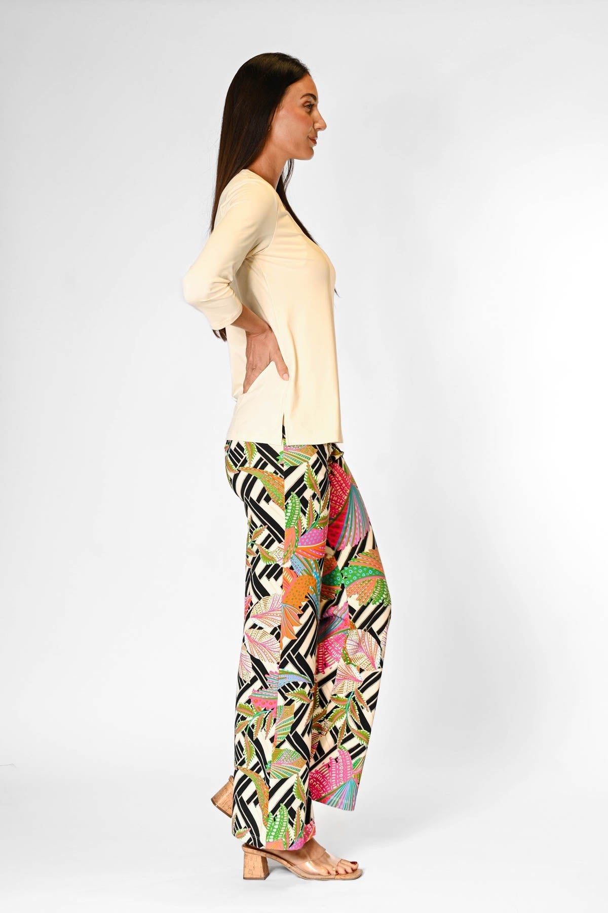 V-Neck Solid Top Cream
