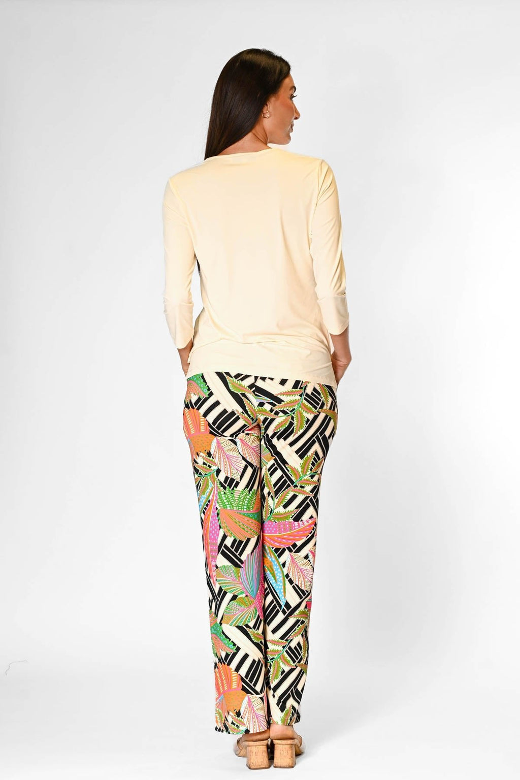 V-Neck Solid Top Cream