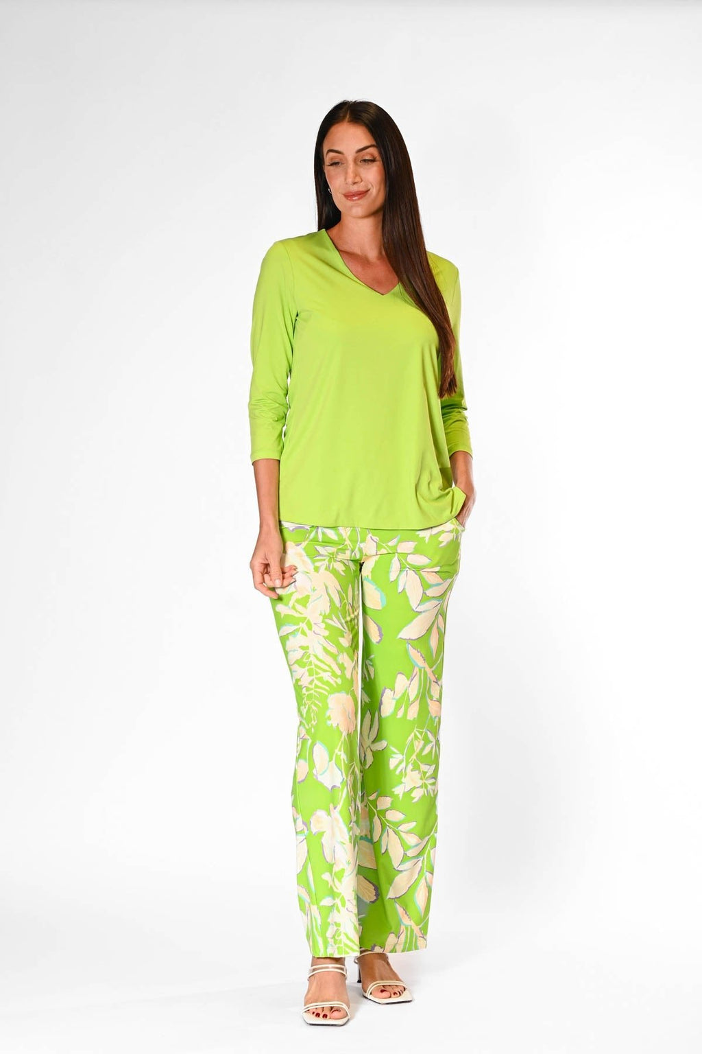 V-Neck Solid Top Lime