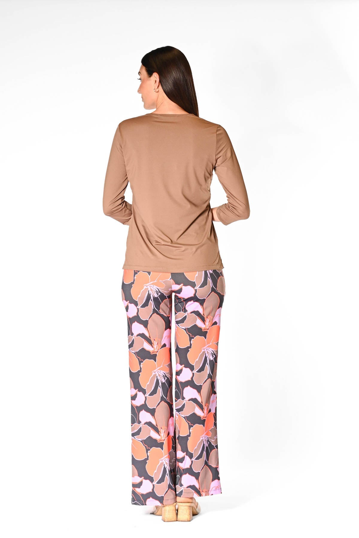V-Neck Solid Top Taupe