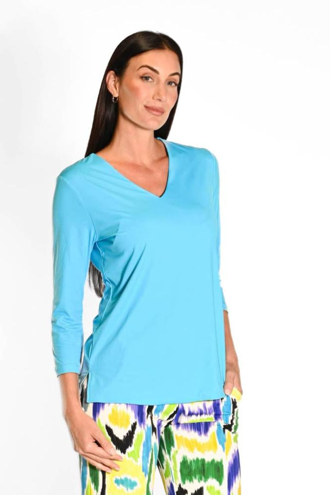 V-Neck Solid Top Turquoise