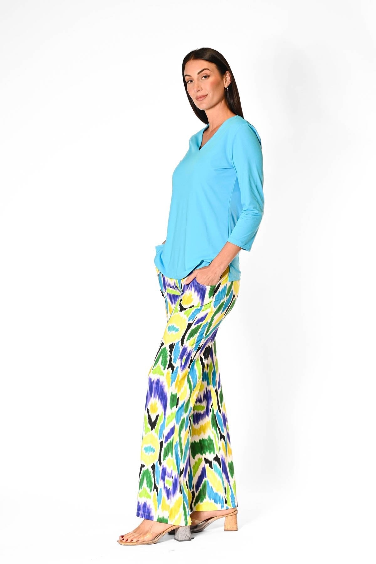 V-Neck Solid Top Turquoise
