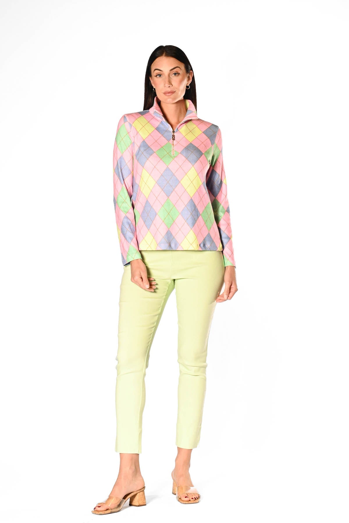 Golf Top Argyle Blue/Pink