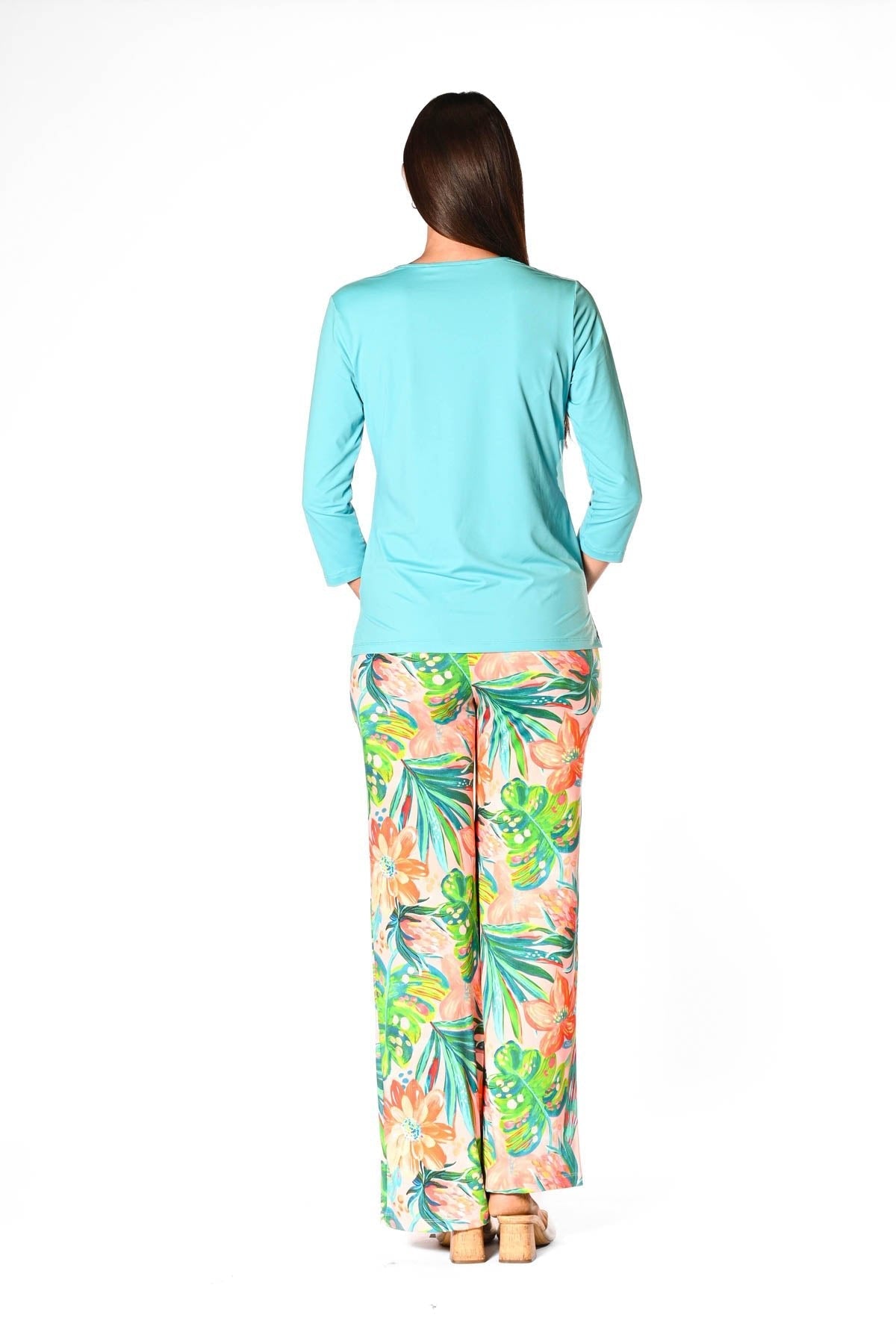 V-Neck Solid Top Aqua