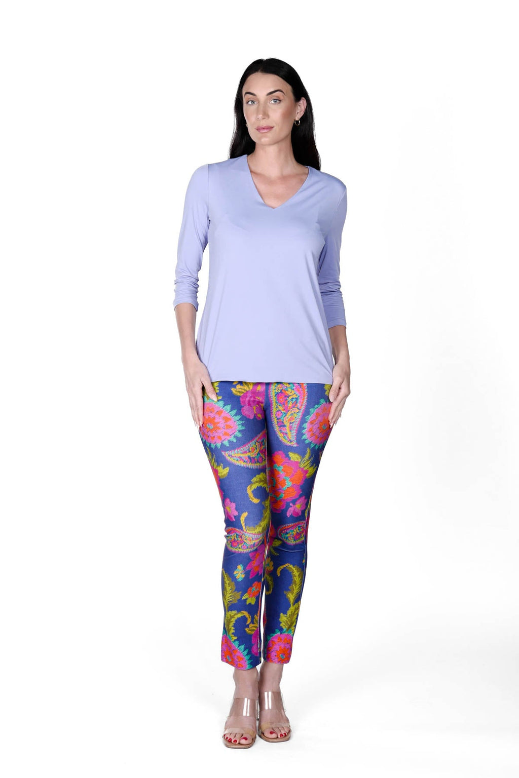 V-Neck Solid Top Violet