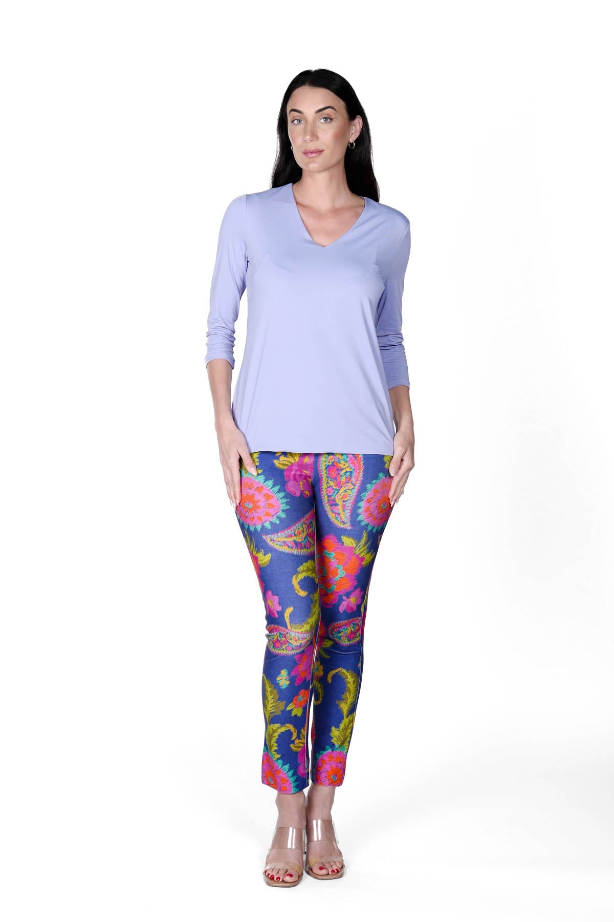 V-Neck Solid Top Violet