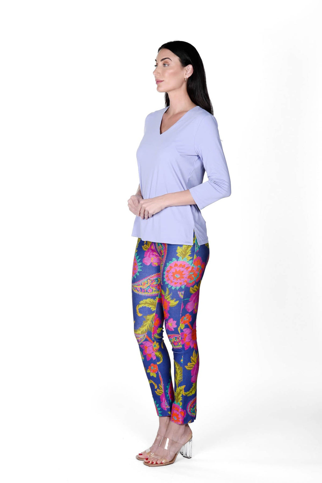 V-Neck Solid Top Violet