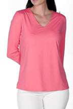 V-Neck Solid Top Fuschia