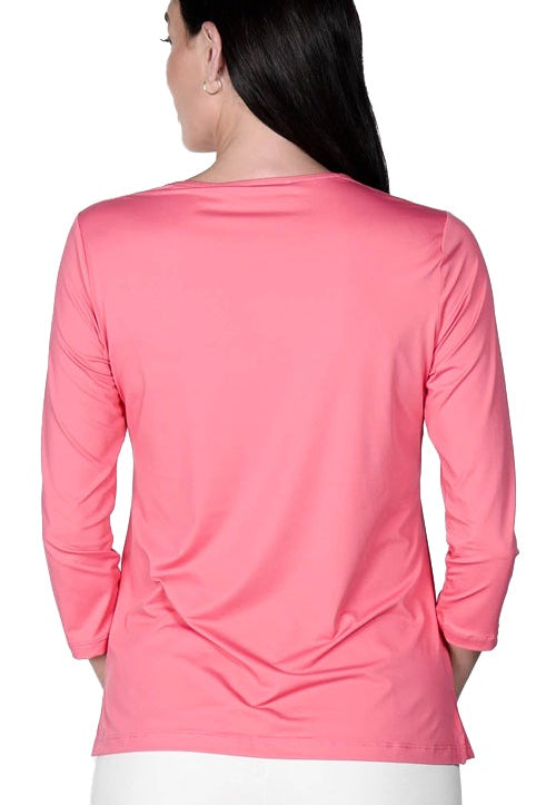 V-Neck Solid Top Fuschia
