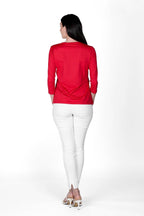 V-Neck Solid Top Sangria