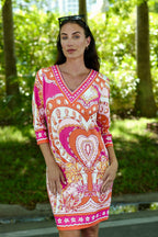 Daphne V Neck Dress Augusta Red