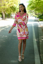 Daphne V Neck Dress Augusta Red