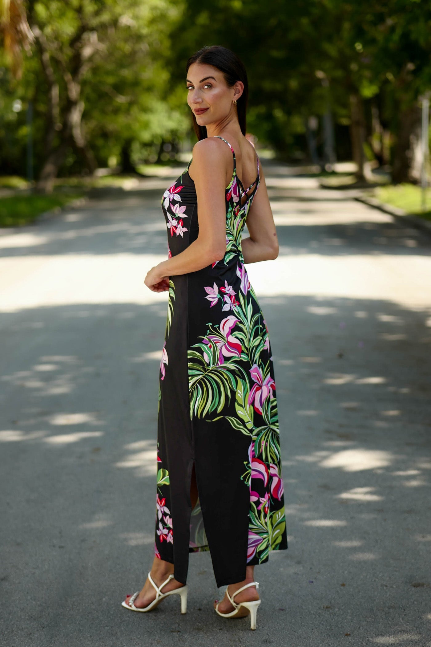 Spaghetti Dress Luscious Orchids