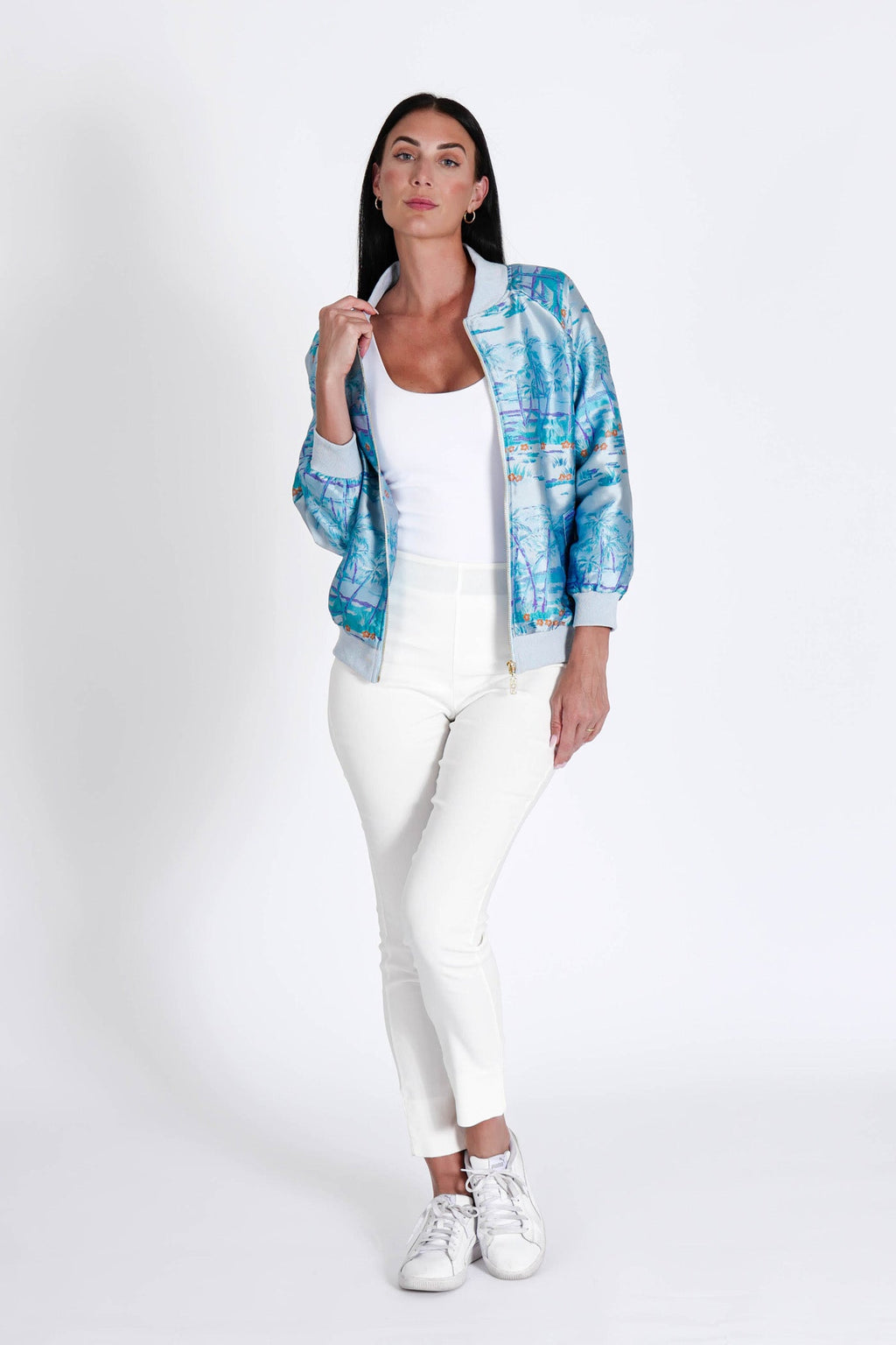 Bomber Jacket Hawaian Palms Blue