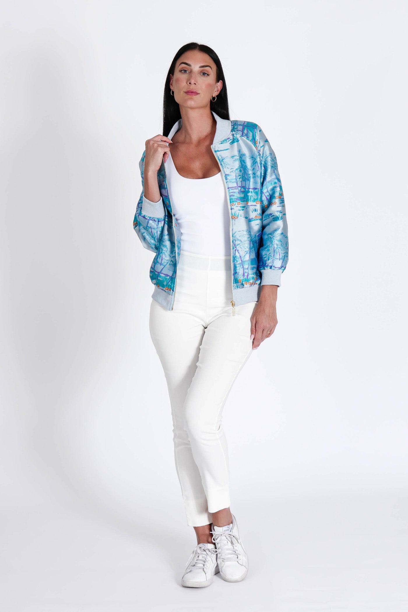Bomber Jacket Hawaian Palms Blue