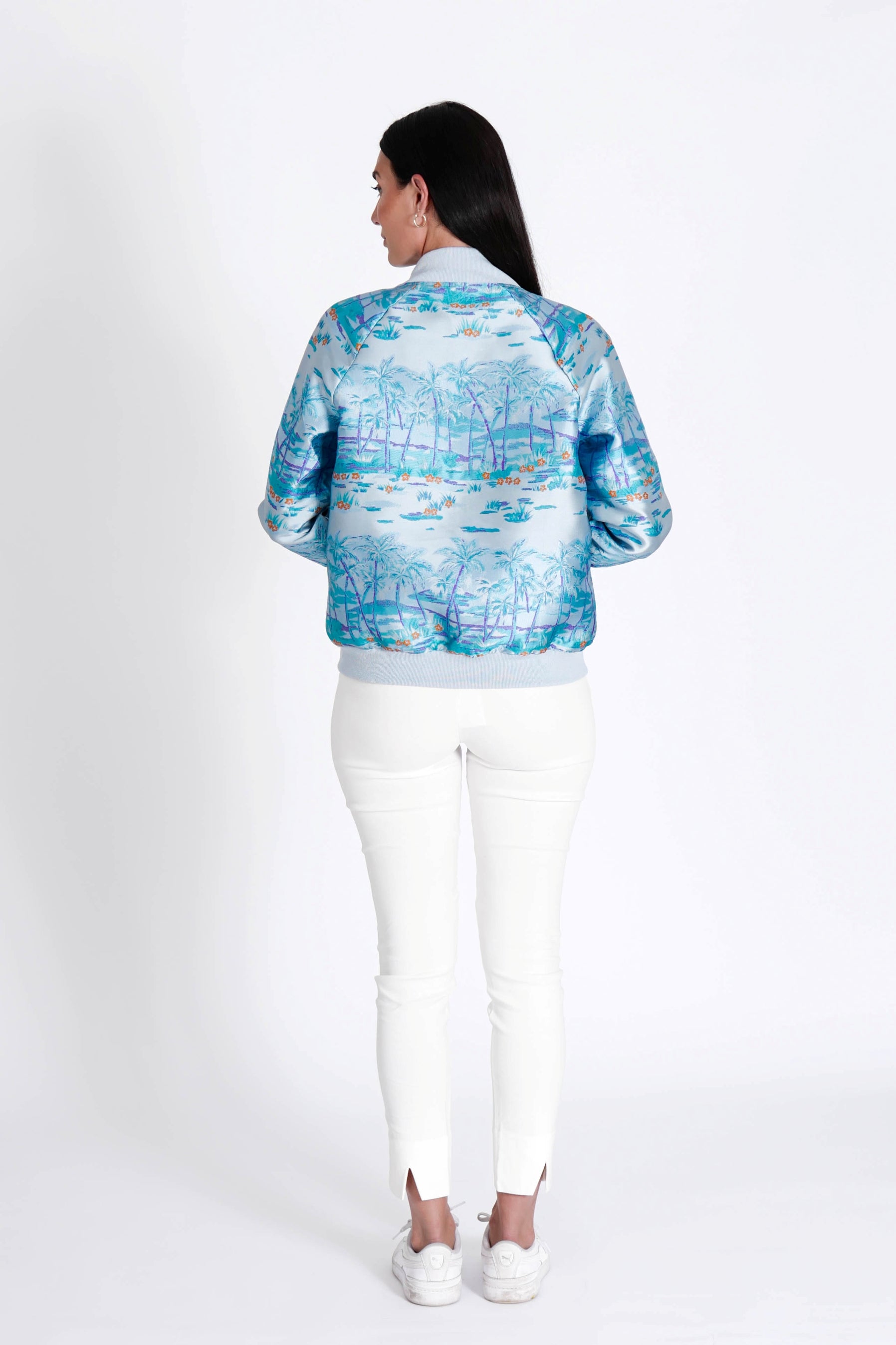 Bomber Jacket Hawaian Palms Blue
