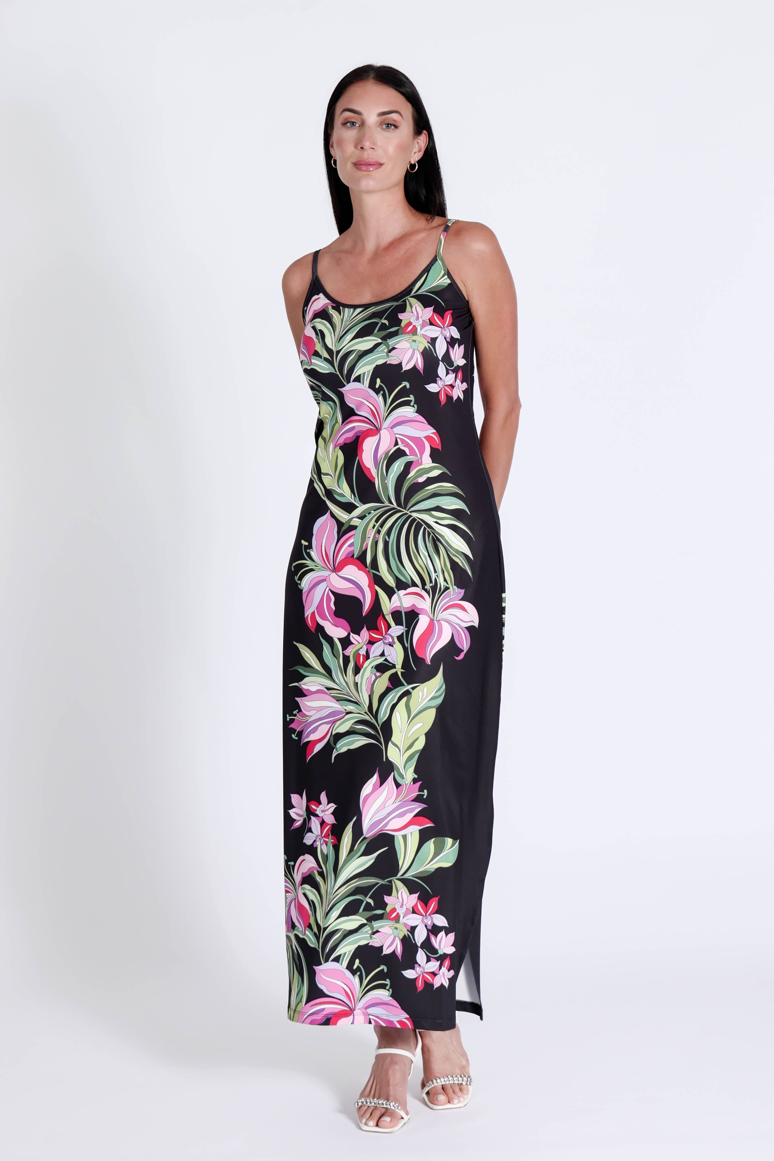 Spaghetti Dress Luscious Orchids