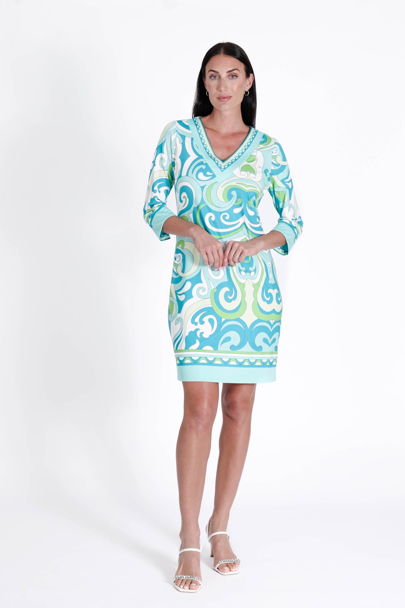 Daphne V Neck Dress Augusta Blue