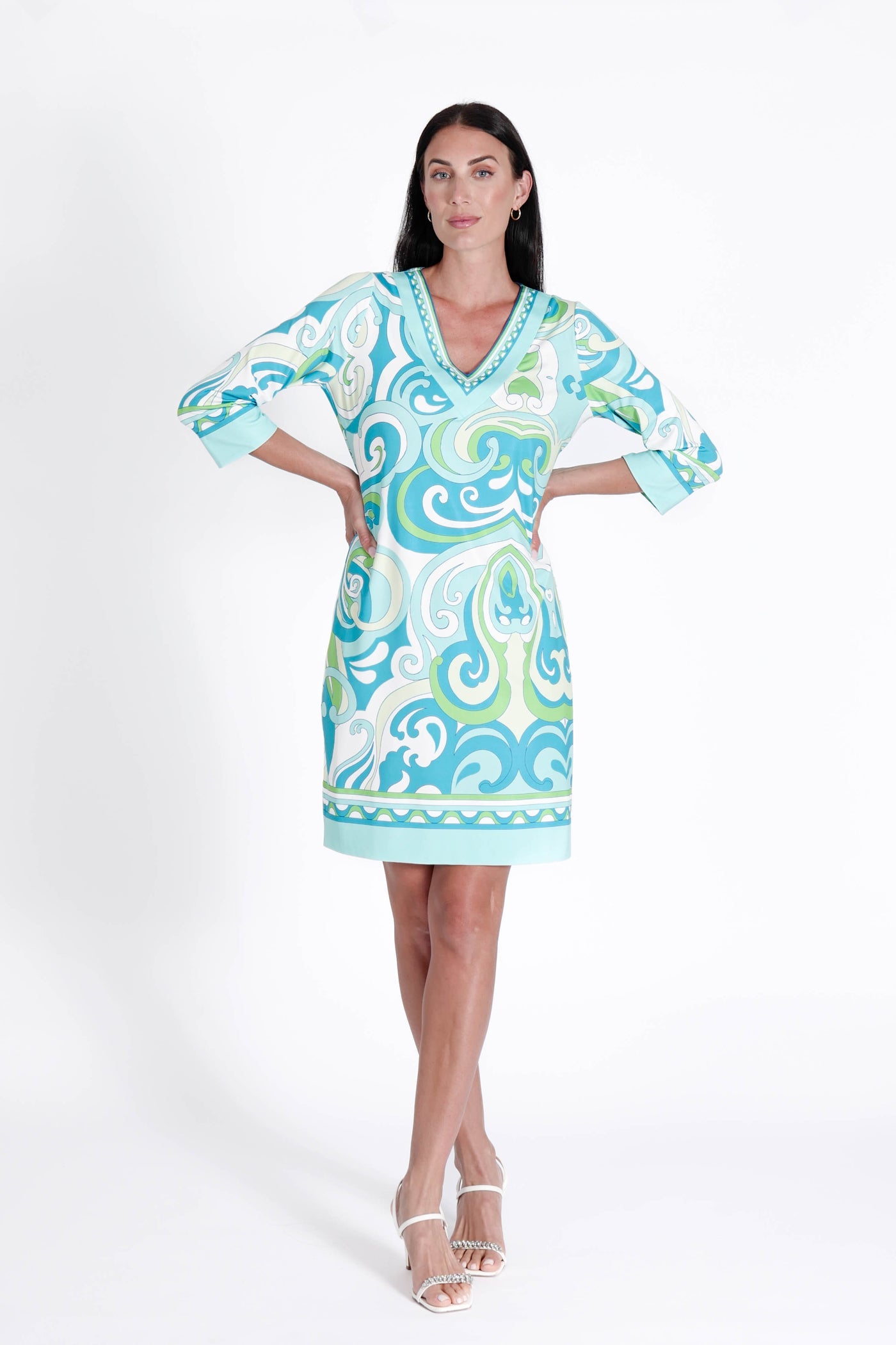 Daphne V Neck Dress Augusta Blue