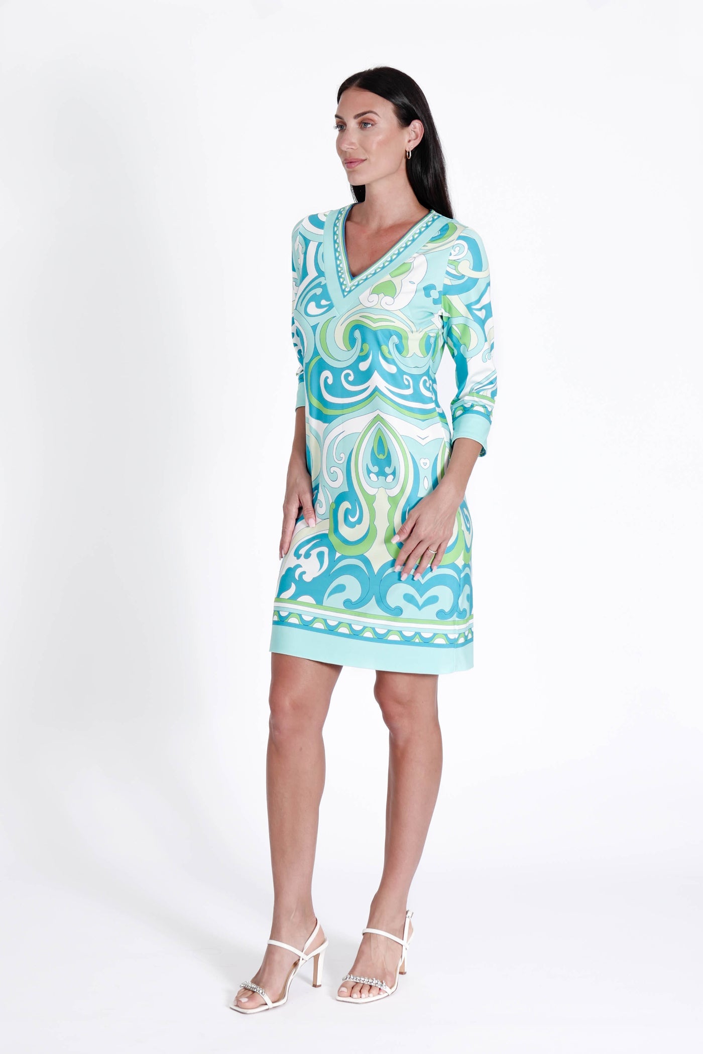 Daphne V Neck Dress Augusta Blue
