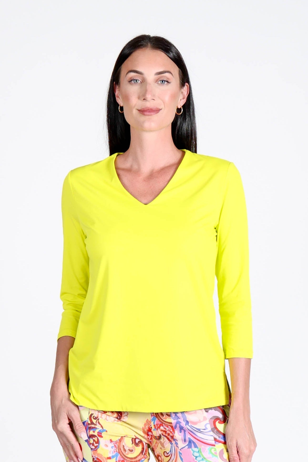 V-Neck Solid Top Citron