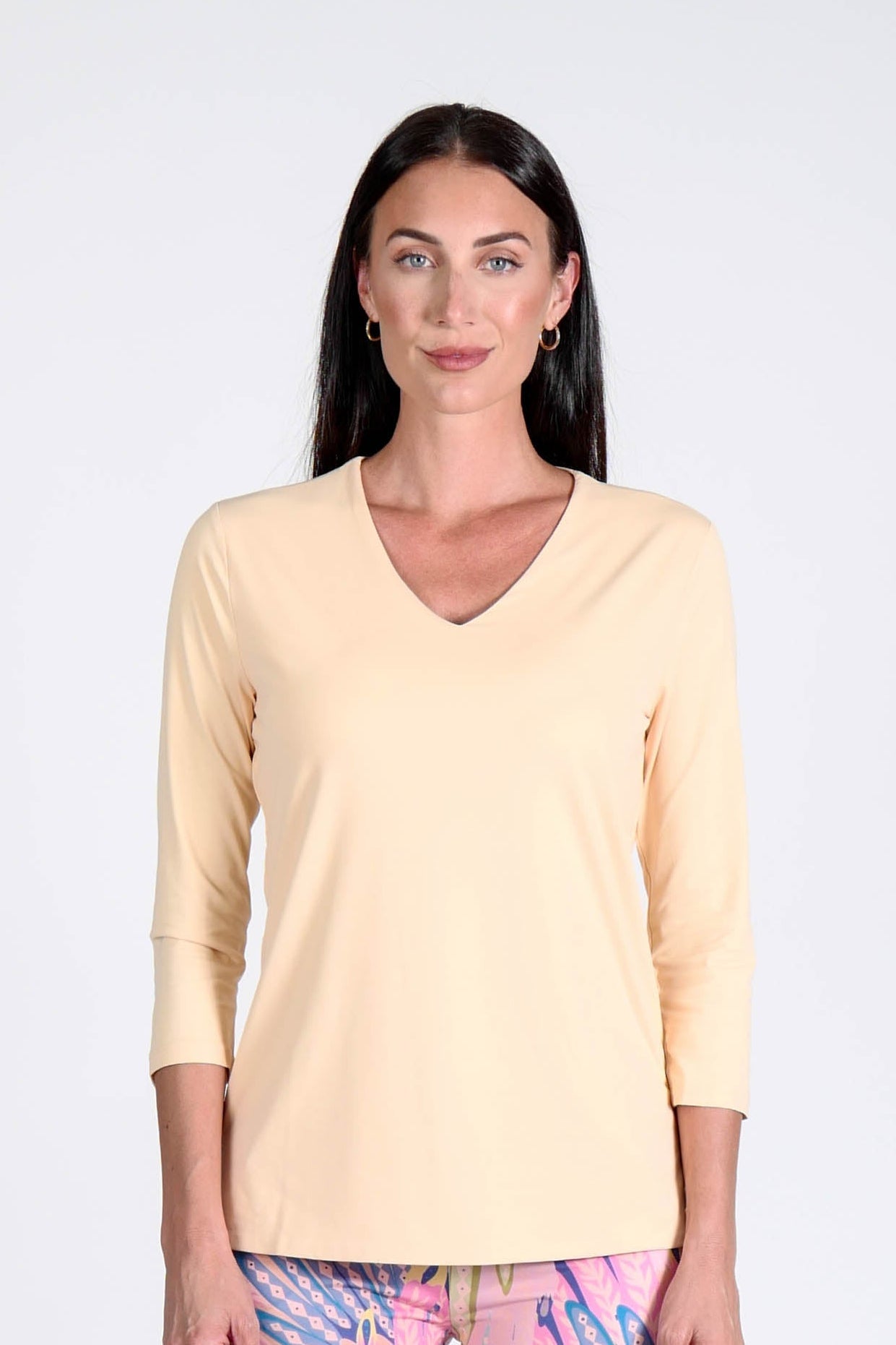 V-Neck Solid Top Sand