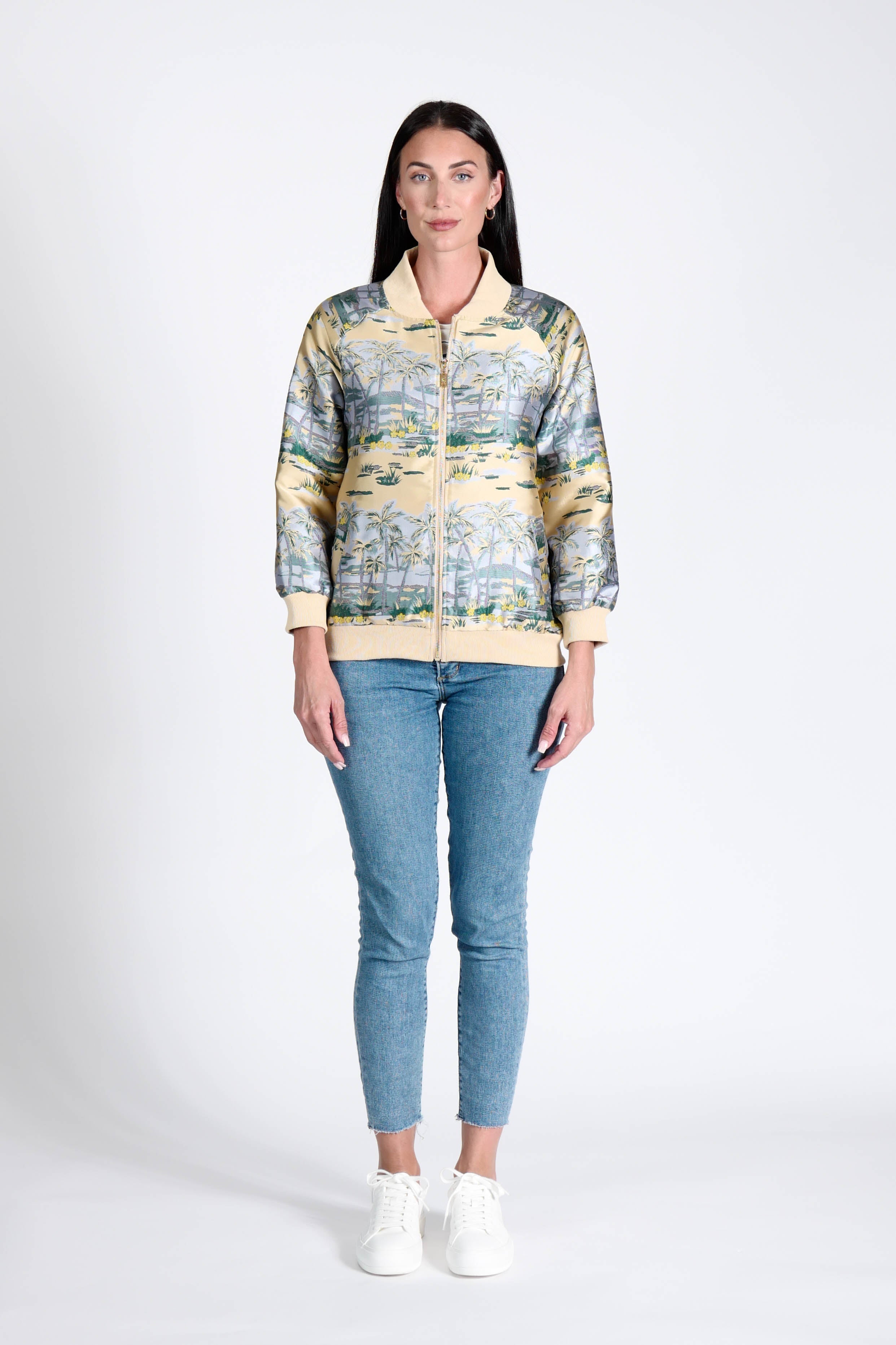 Bomber Jacket Hawaian Palms Gold