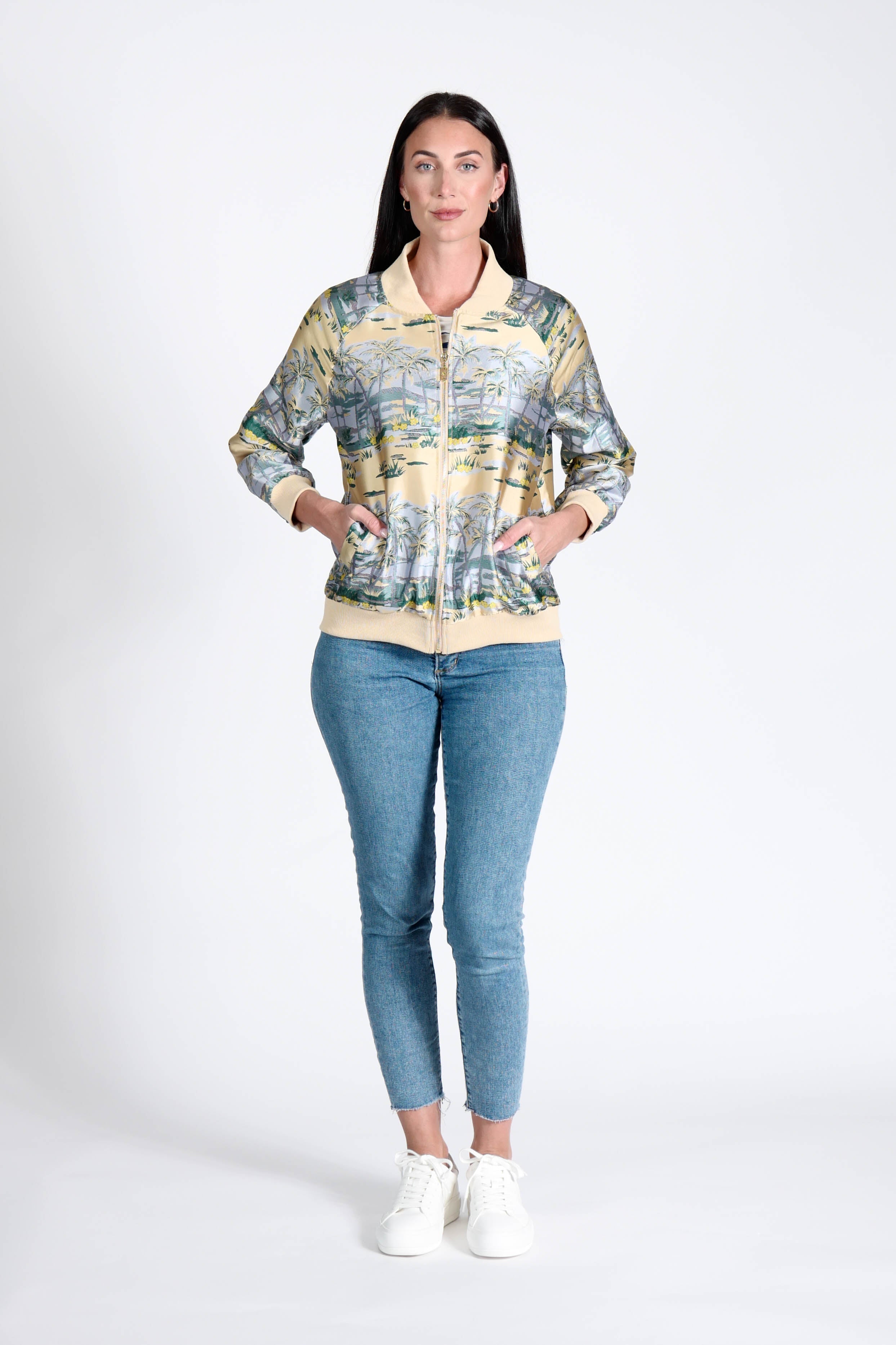 Bomber Jacket Hawaian Palms Gold