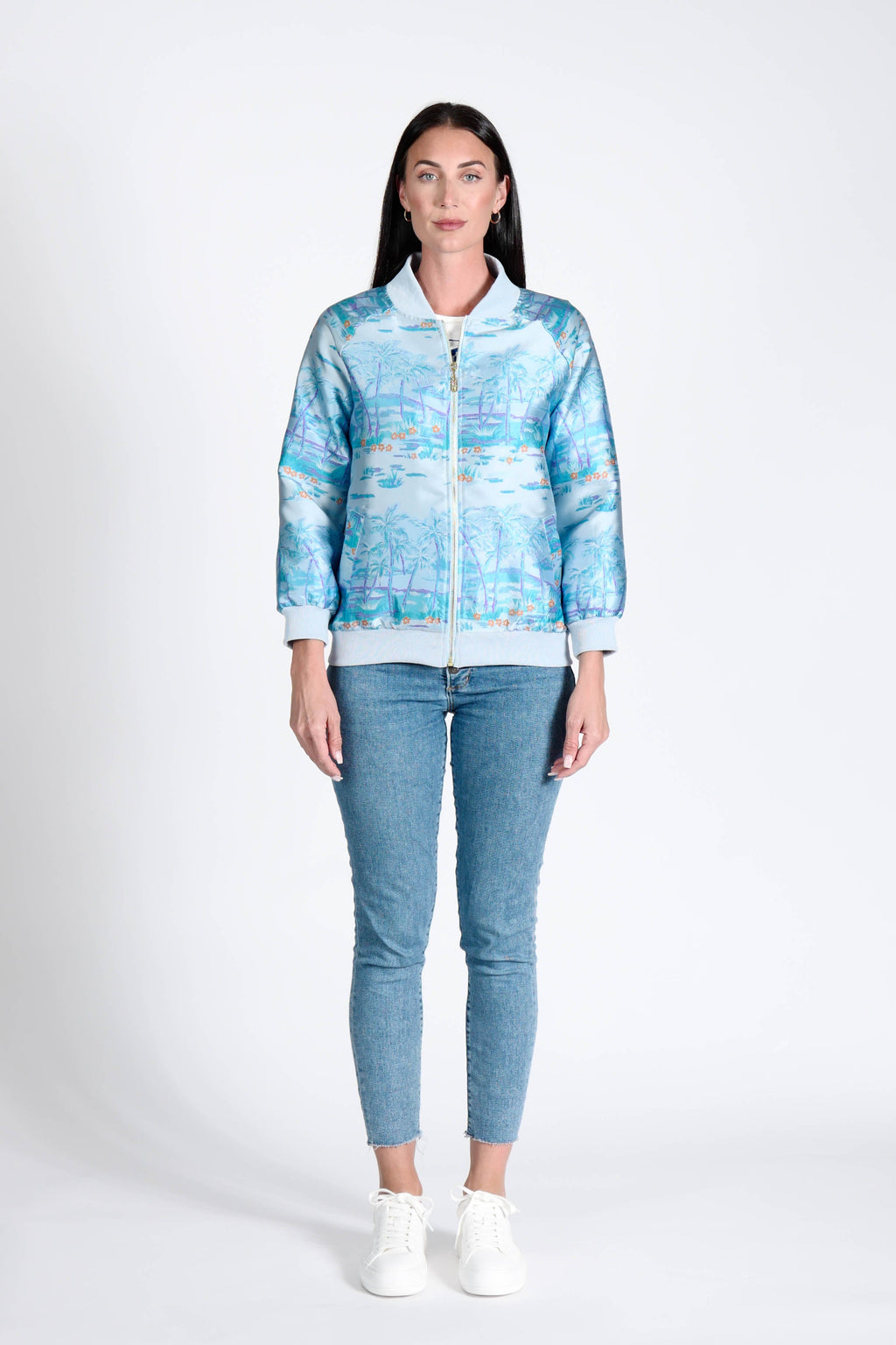 Bomber Jacket Hawaian Palms Blue