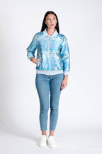 Bomber Jacket Hawaian Palms Blue