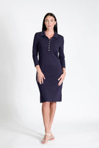 Court Dress Long Sleeves Navy