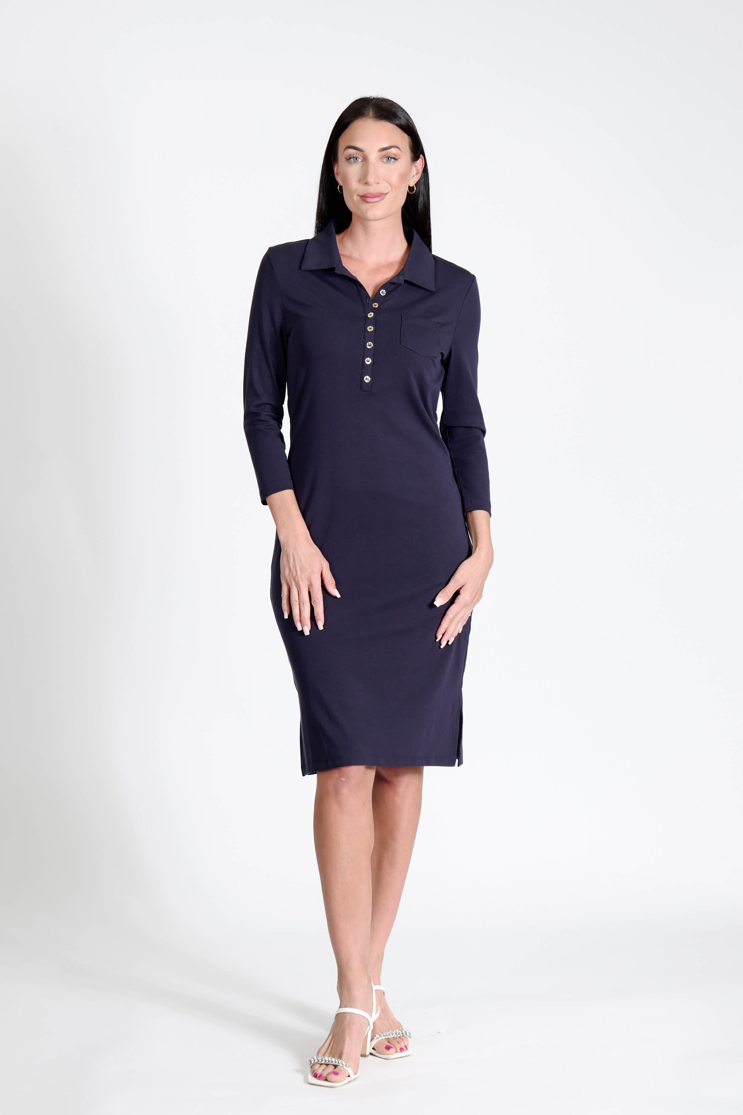 Court Dress Long Sleeves Navy
