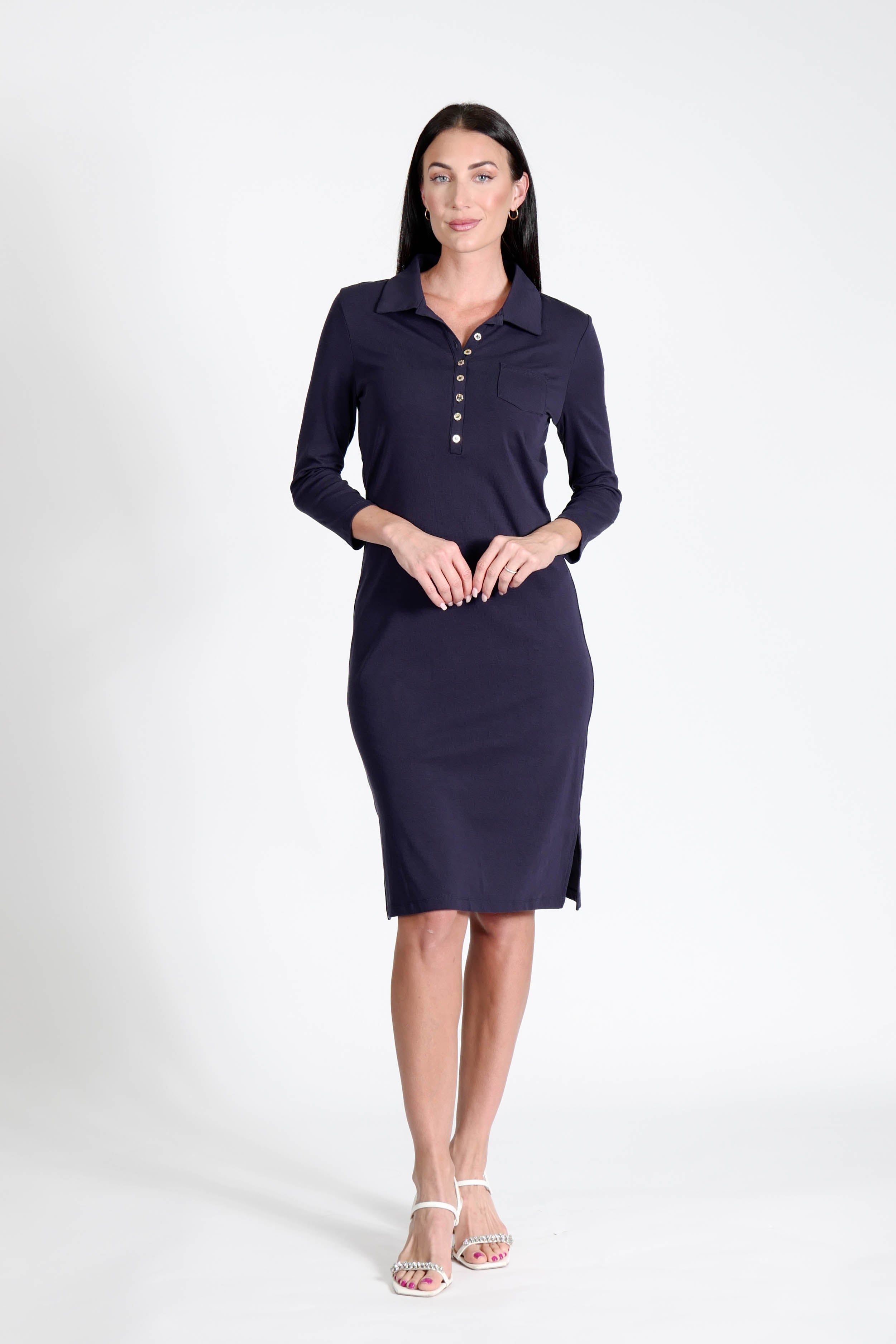 Court Dress Long Sleeves Navy