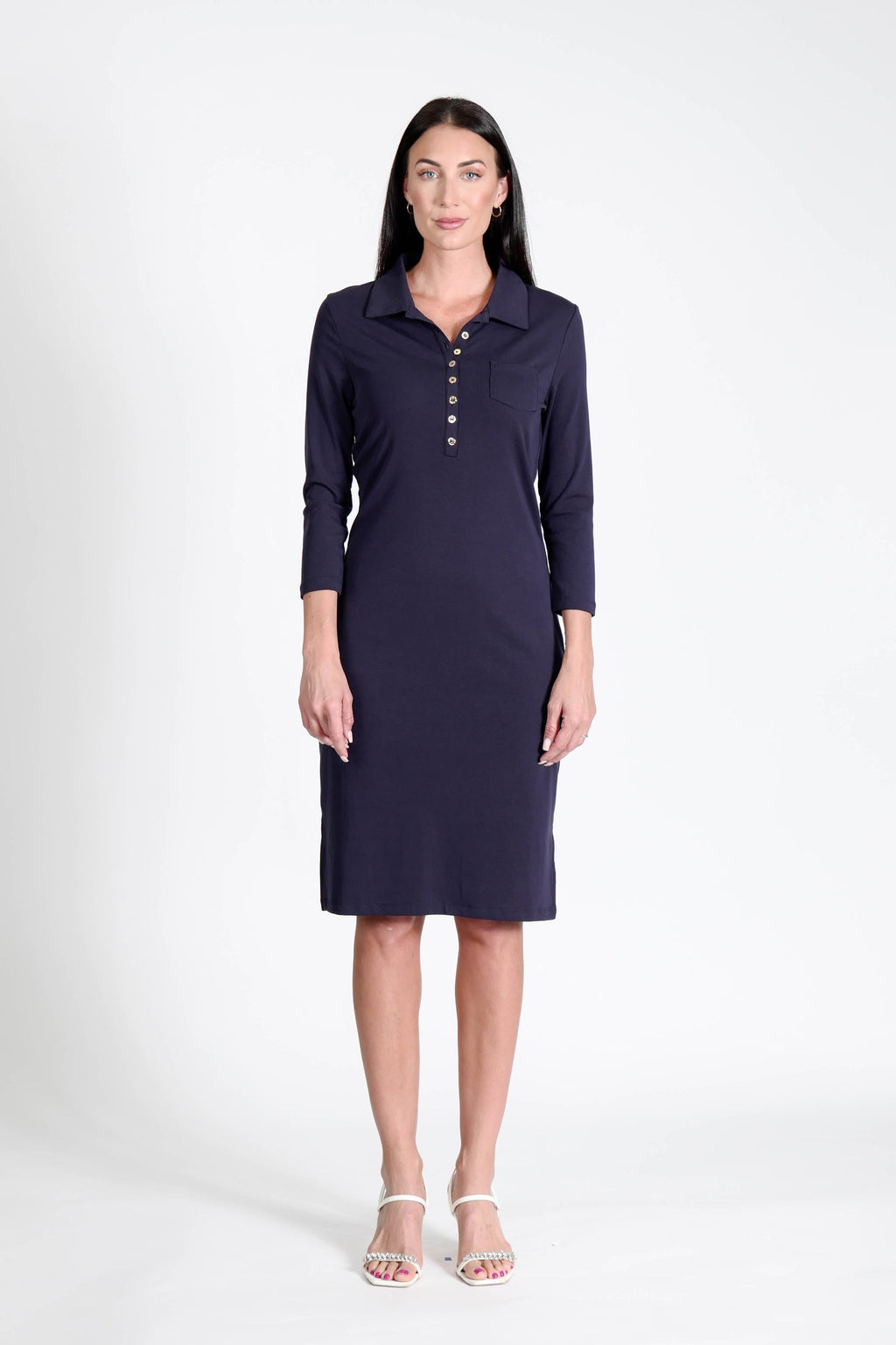 Court Dress Long Sleeves Navy