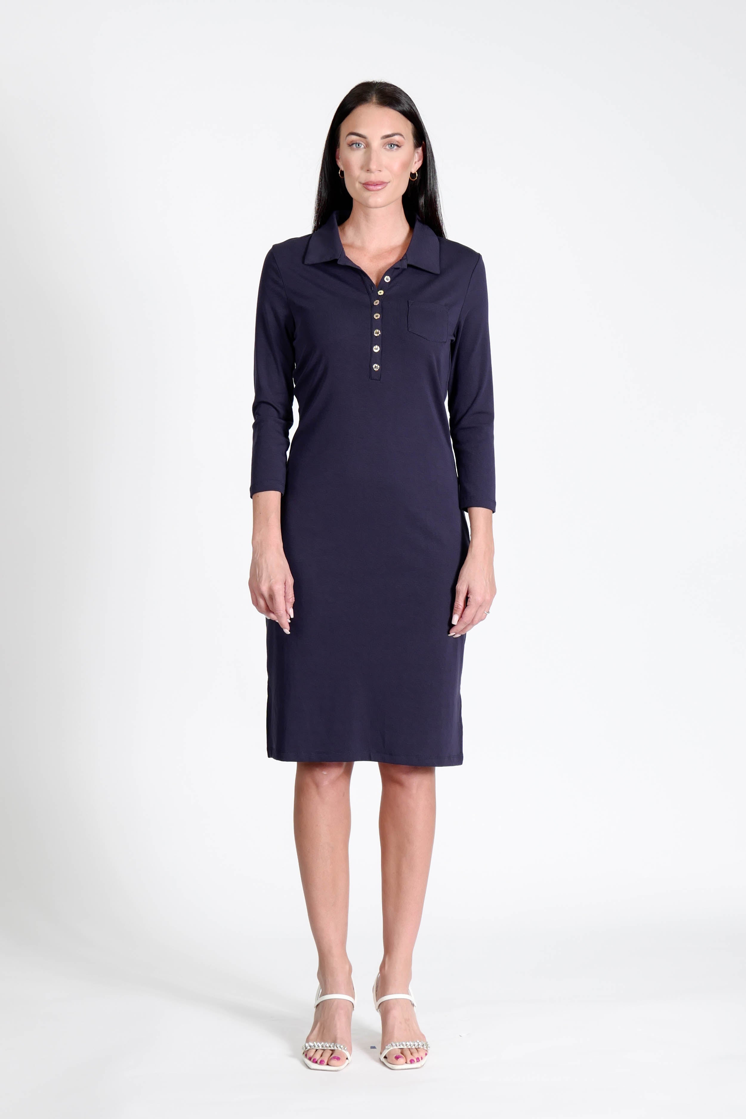 Court Dress Long Sleeves Navy