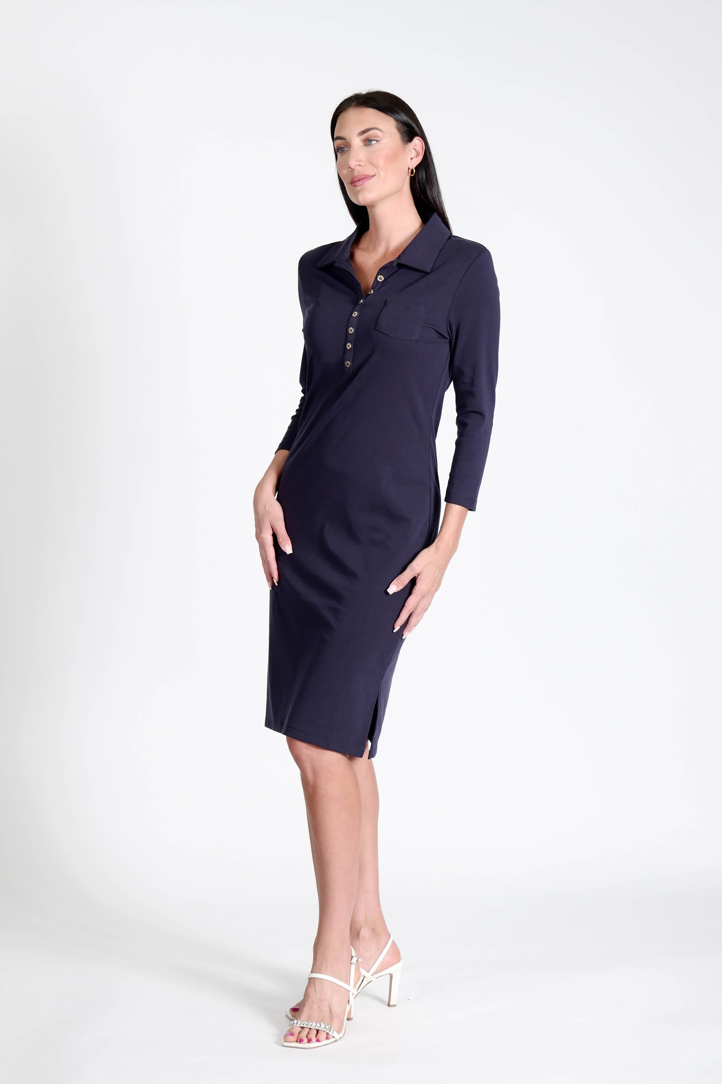 Court Dress Long Sleeves Navy