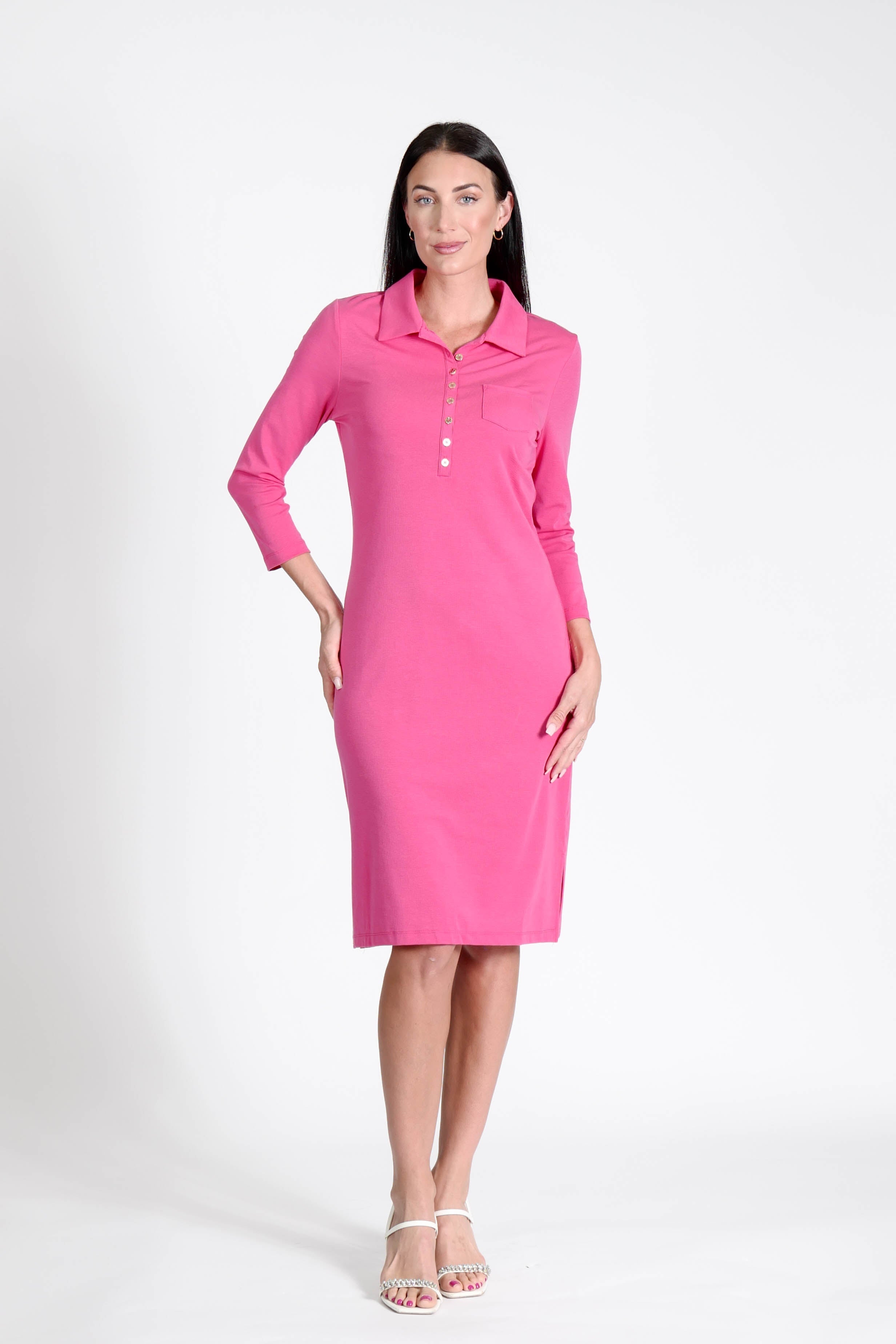 Court Dress Long Sleeves Fuchsia