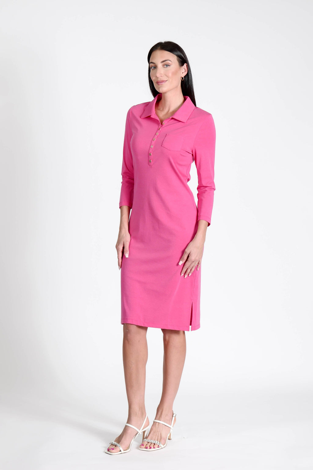 Court Dress Long Sleeves Fuchsia