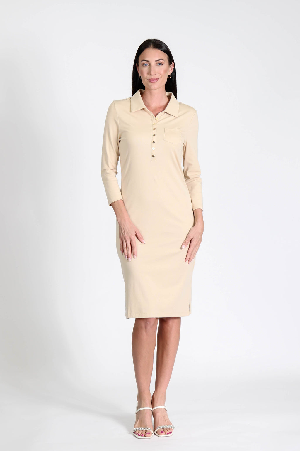 Court Dress Long Sleeves Camel