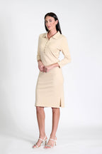 Court Dress Long Sleeves Camel
