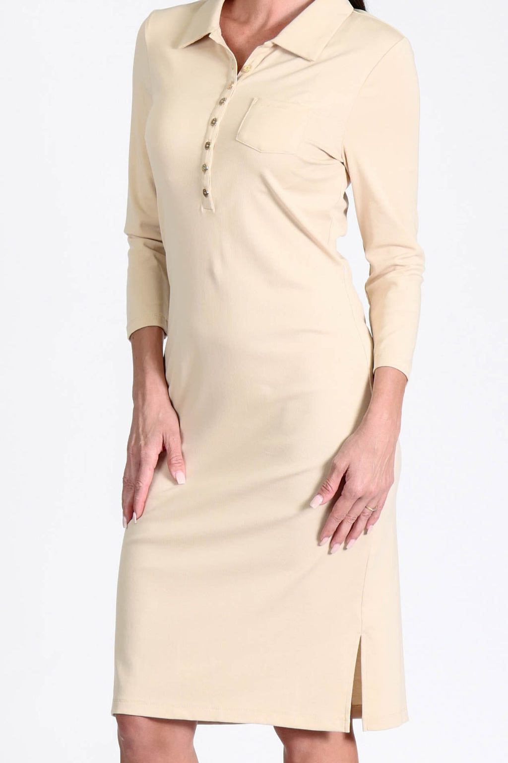 Court Dress Long Sleeves Camel