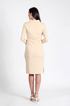 Court Dress Long Sleeves Camel