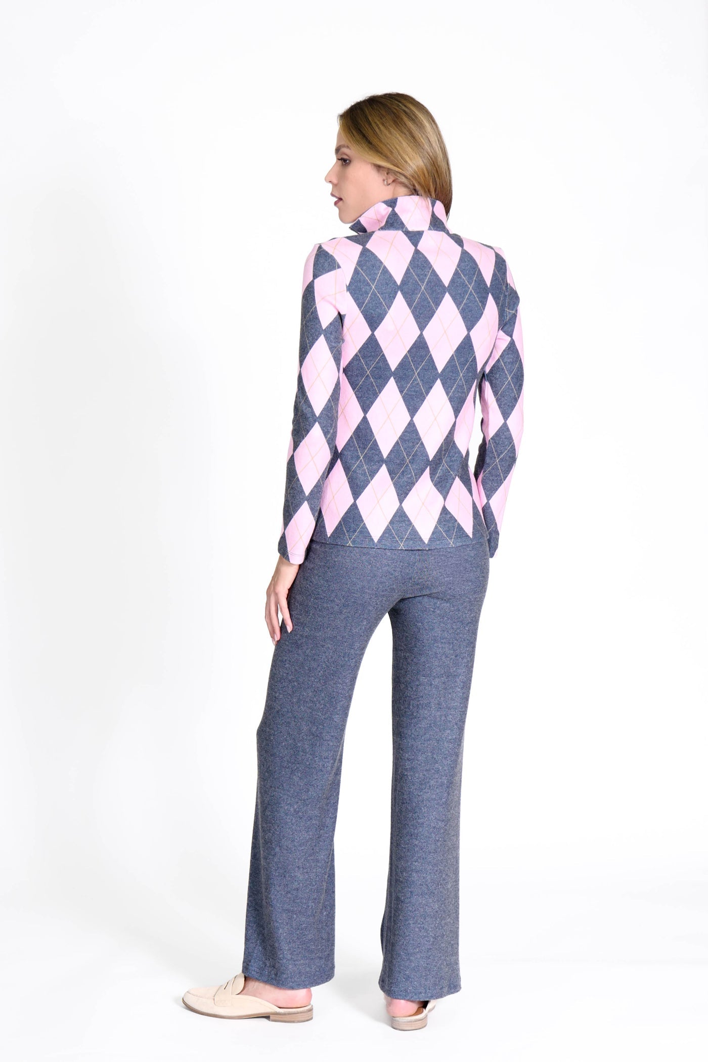 Golf Top Argyle Navy/Pale Pink