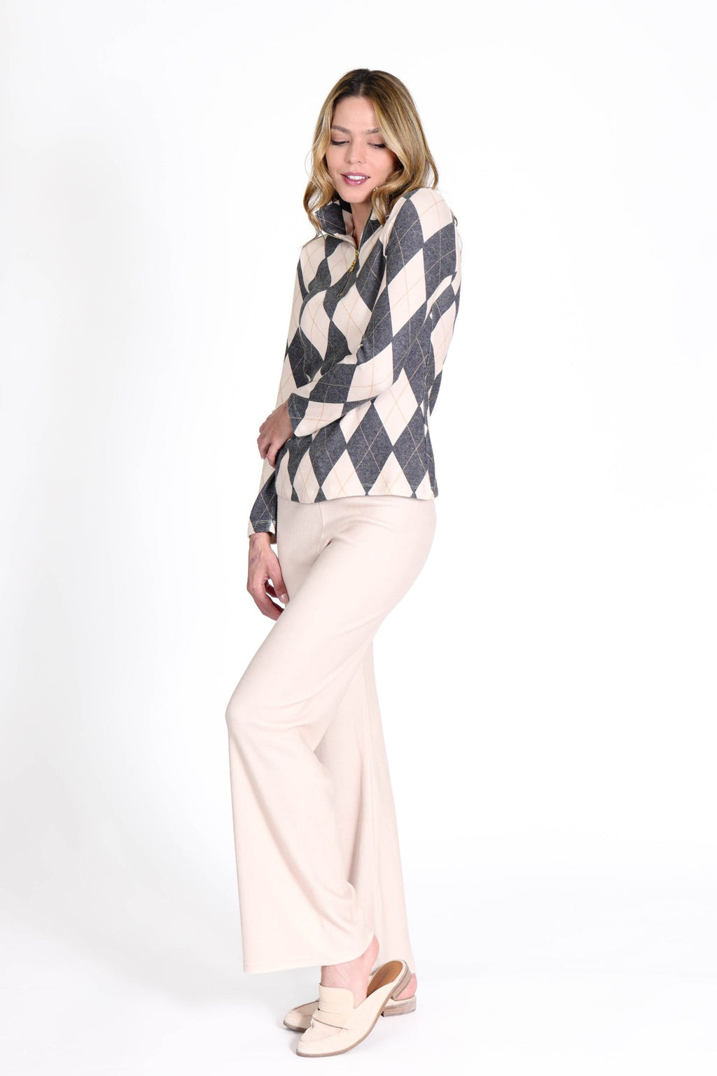Golf Top Argyle Black/Camel