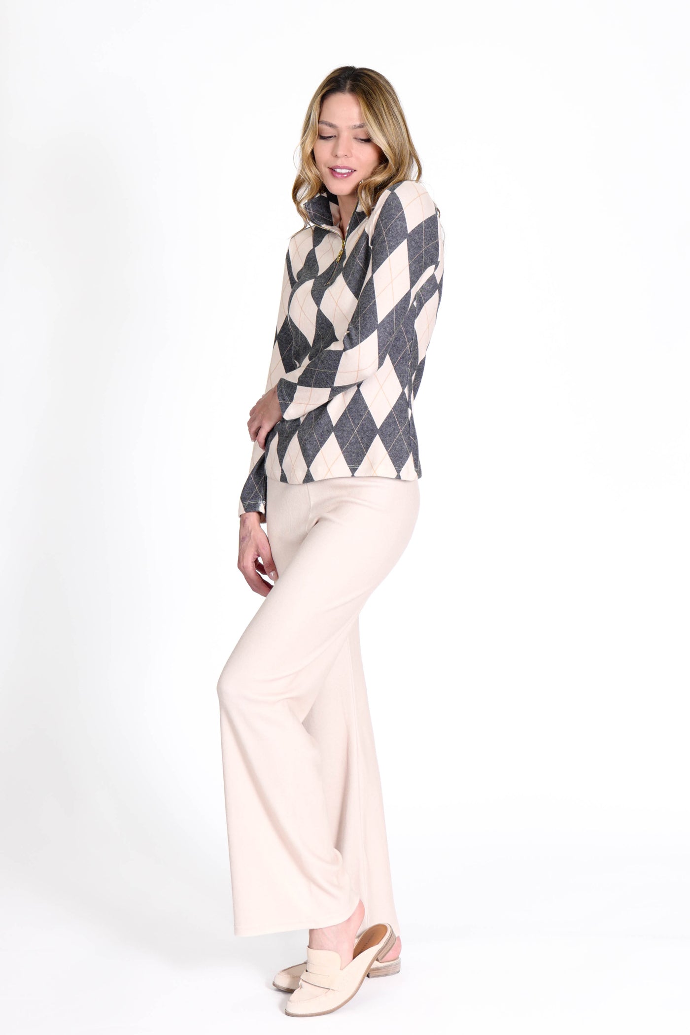 Golf Top Argyle Black/Camel