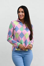 Golf Top Argyle Blue/Pink